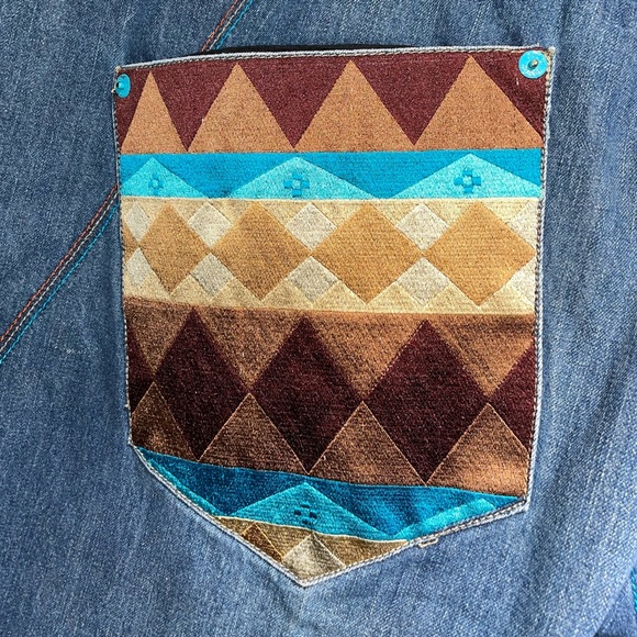 Coogi Mens Australia Size W 48 x L 26.5 Embroidered Pockets Blue Denim Jeans - Picture 7 of 11